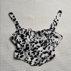 Black and White Spotted Corset Crop Top